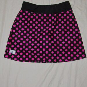 Smash Dandy Skort Sz XS Black Pink Polka Dot Skirt Golf Pickleball Tennis